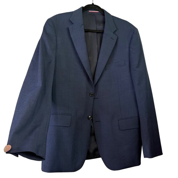 Tommy Hilfiger Men's 52% Wool Navy Blue Two Button Blazer Jacket Size 42R - Picture 1 of 15